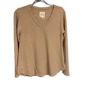 Chaser tan  waffle knit top size small